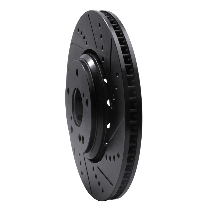 Acura ILX Brake Rotor (1) - Front Right - R1 Concepts - Drilled & Slotted - Black - `16-`22